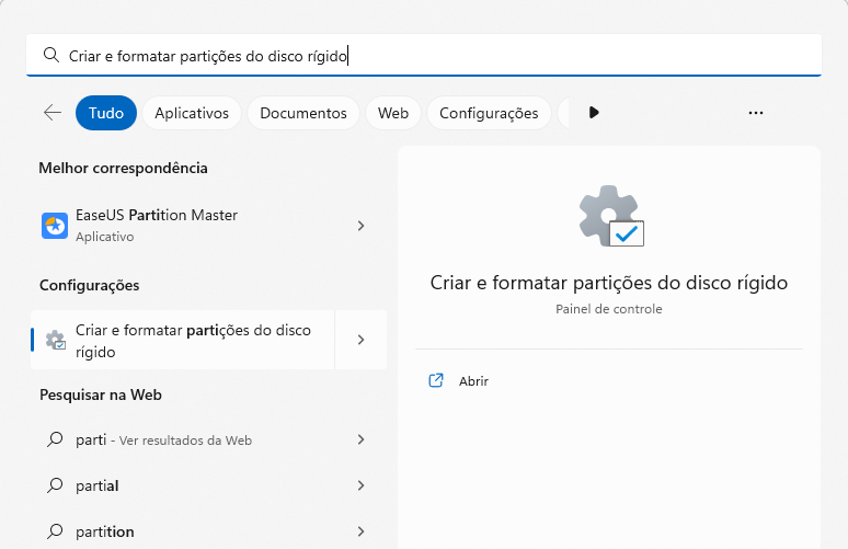 abrir Gerenciamento de disco