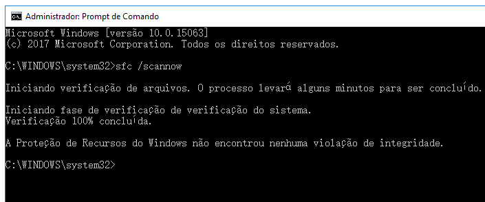 execute o SFC para consertar o Windows detectou corrupção do sistema de arquivos