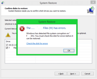 Correção para o Windows detectou corrupção do sistema de arquivos