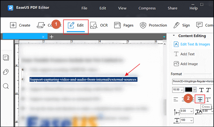 adicionar cruz ao texto