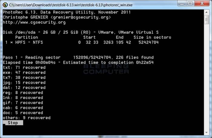 PhotoRec para Windows