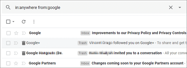 Encontre o e-mail excluído do Gmail.