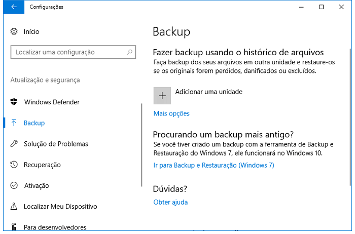 Recuperar arquivos após a instalação limpa do Windows 10 usando o histórico de arquivos