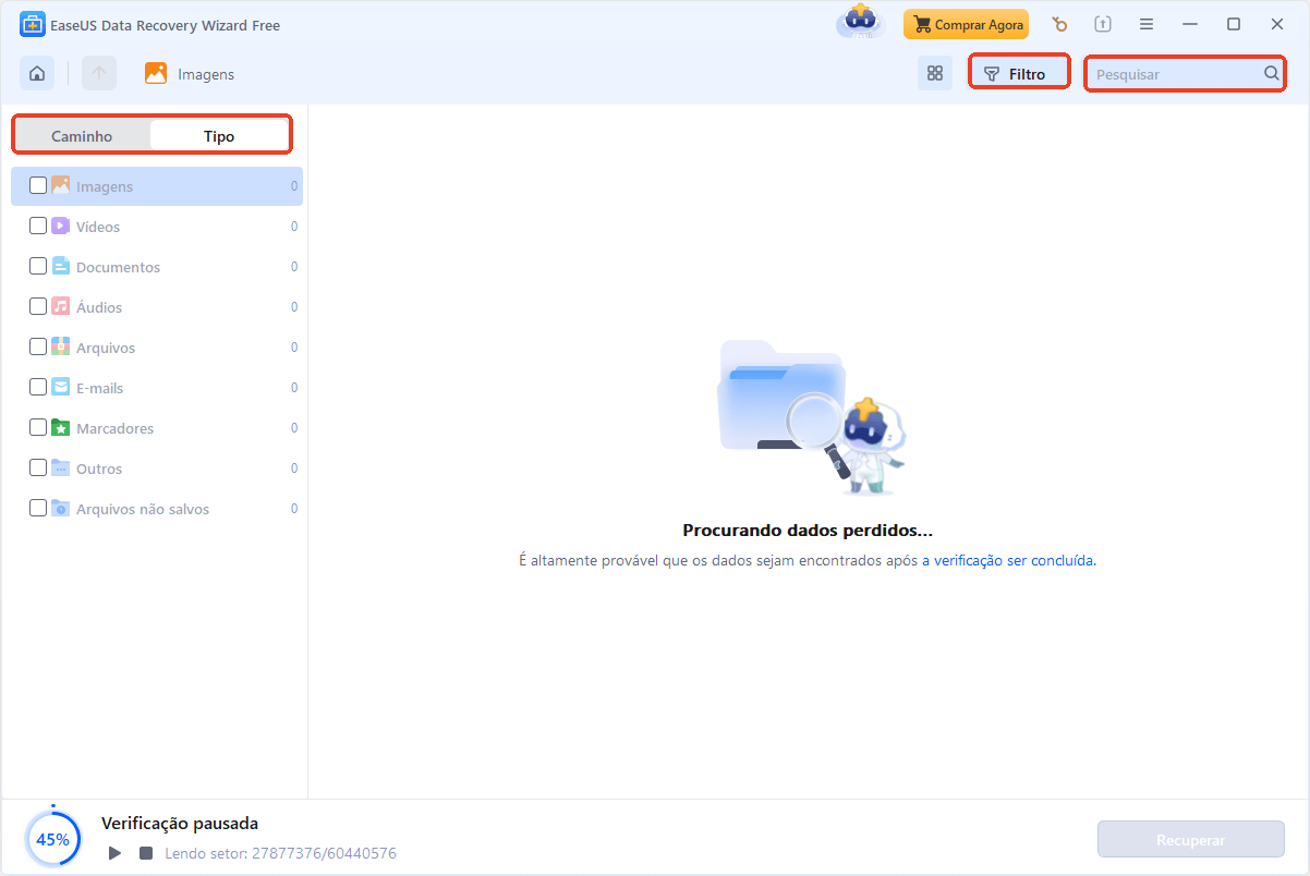 filtrar as fotos perdidas
