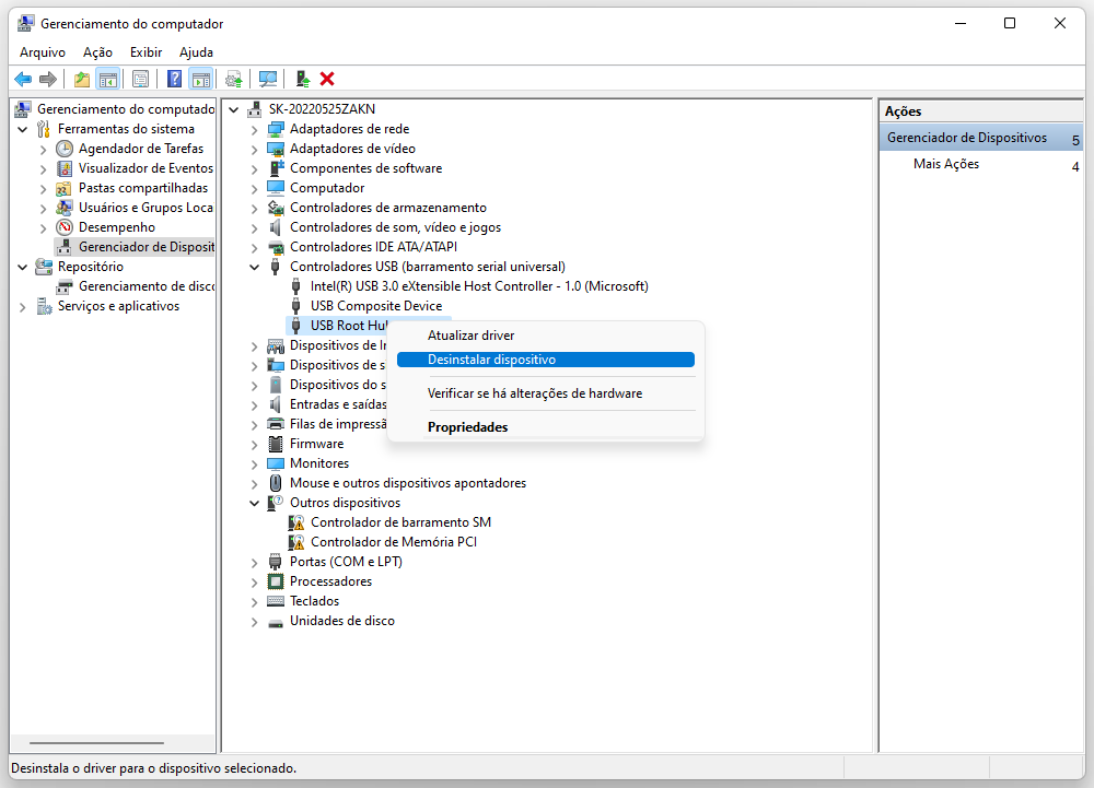 Reinstale os controladores USB para fazê-los funcionar novamente.