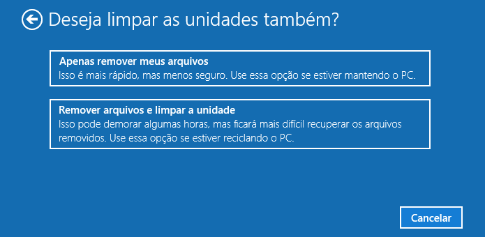 redefinir o Windows 10 para corrigir o perfil de usuário corrompido no Windows 10