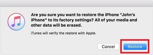 Restaurar o iPhone com o iTunes - etapa 5
