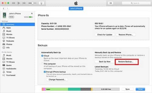 Restaurar o iPhone com o iTunes - etapa 4