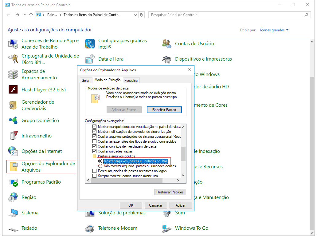 Como mostrar partições ocultas de discos