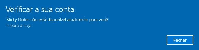 Sticky Notes não está disponível atualmente para você