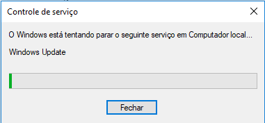 parar o serviço de atualização do windows
