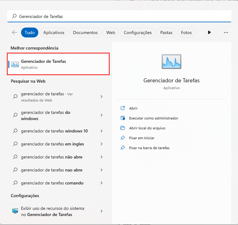abrir o gerenciador de tarefas