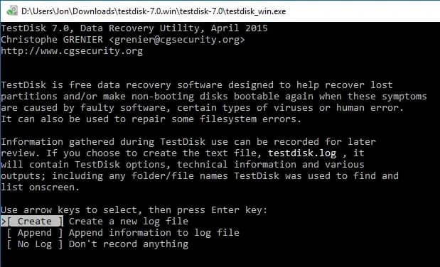 TestDisk para Windows