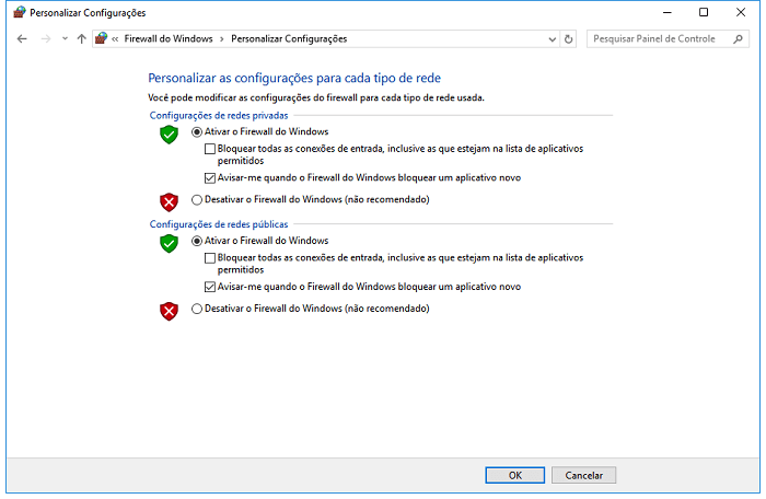 ativar o firewall