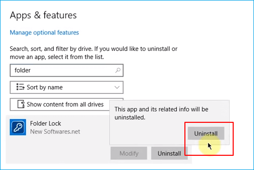 Desinstale o Folder Lock.
