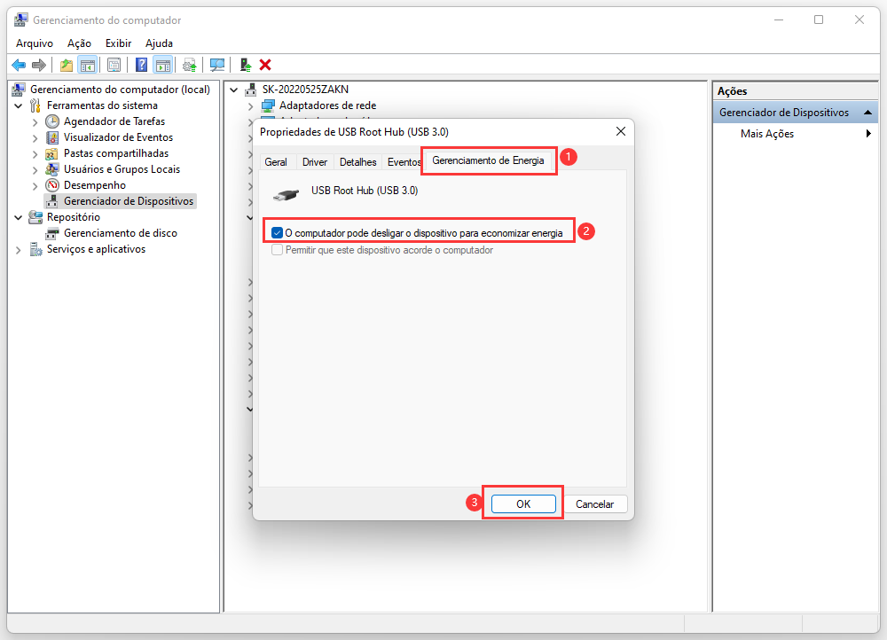 Verificar configurações de gerenciamento de energia passo 3