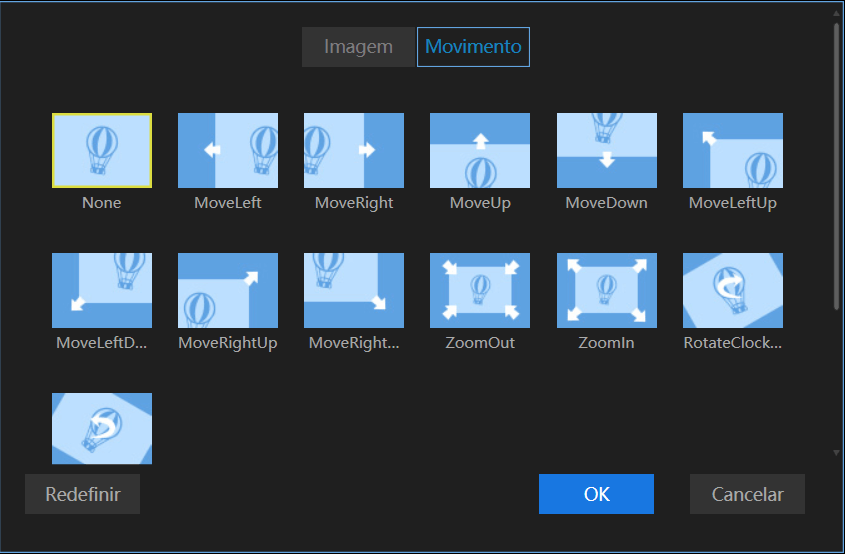 aplicar movimento da imagens
