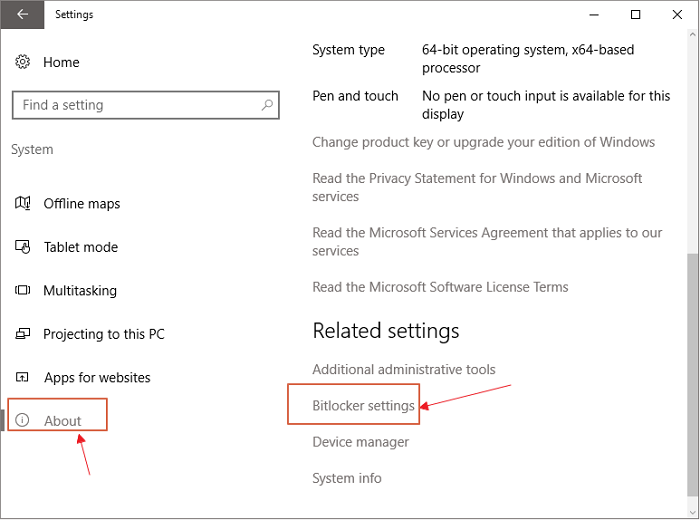 abrir bitlocker nas configurações