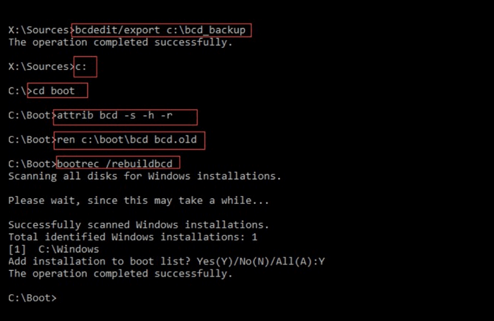 Reconstruir armazenamento BCD com Bcdedit.exe -2