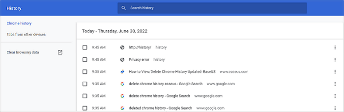 o que é a lista cronológica do Google