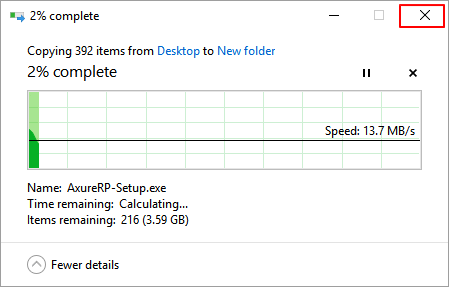 Cancele o processo de cópia do arquivo.