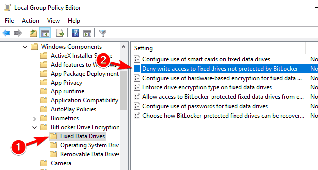 desativar o bitlocker na etapa 1 da política de grupo