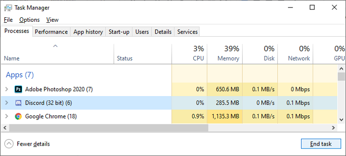 finalize a discórdia do gerenciador de tarefas para corrigir o problema de discórdia que não está abrindo