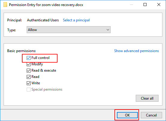 Assuma o controle total do acesso e abertura do arquivo do Word