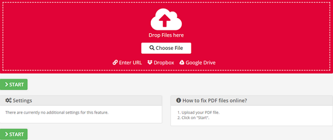 pdf2go ferramenta de reparo de PDF