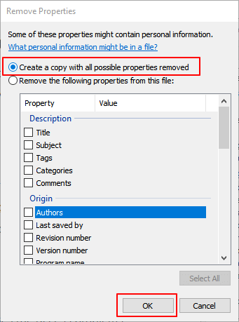 Selecione para copiar com todas as propriedades possíveis removidas