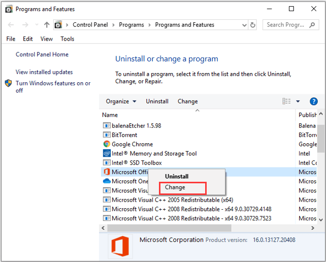 reparar ms office para corrigir falha do excel