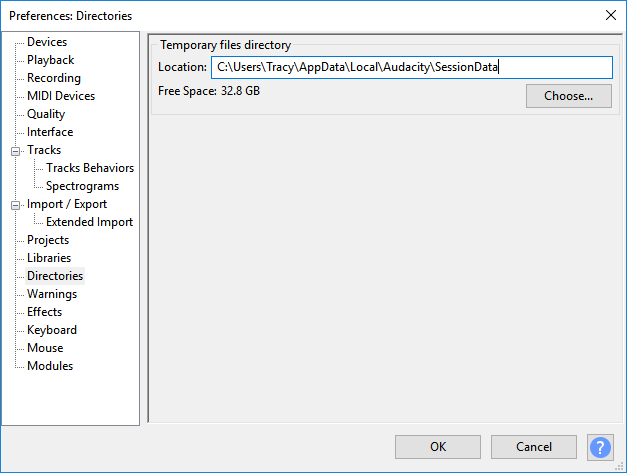 Encontre o Audacity na pasta temporária.