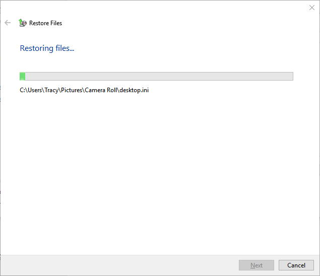 Aguarde a conclusão da recuperação.