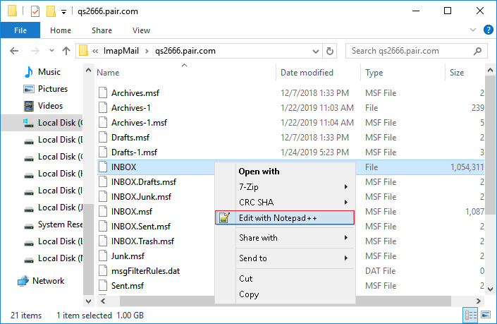 restaurar e-mail do Thunderbird do perfil.