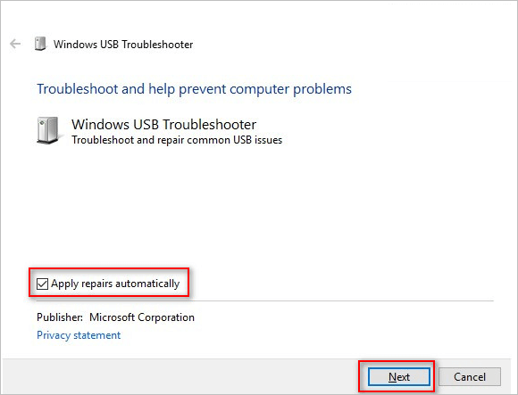 execute o solucionador de problemas USB para corrigir as portas USB continue desconectando e reconectando o Windows 10