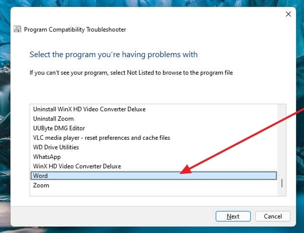 executar verificação de compatibilidade do Word