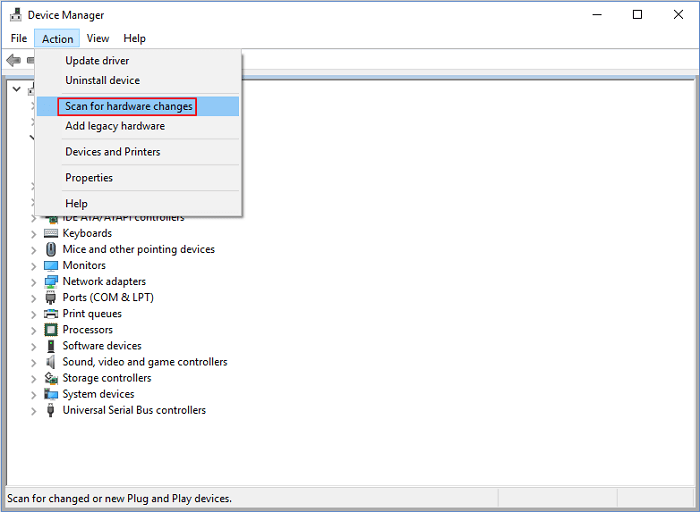 digitalizar alterações de hardware
