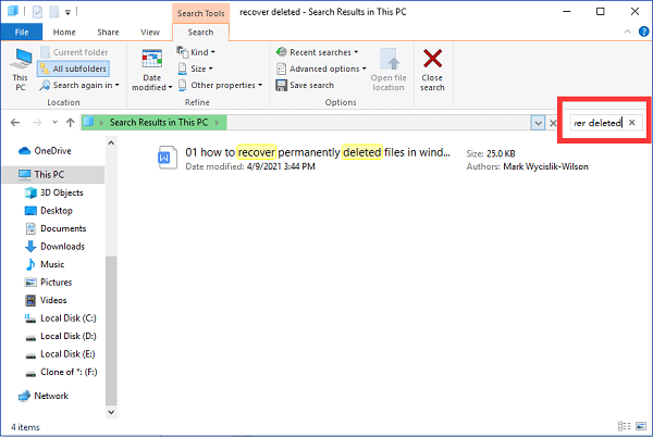 pesquisar arquivos no explorador de arquivos