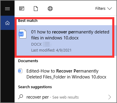 pesquisar arquivo de palavra na caixa