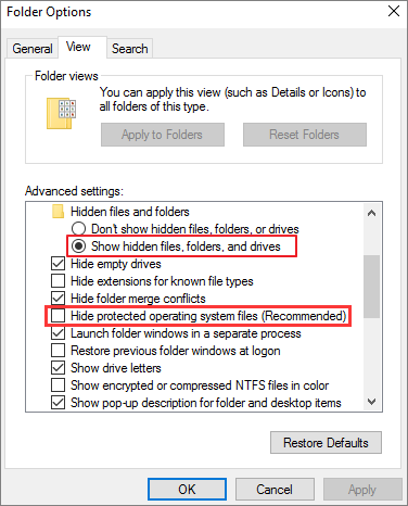 mostrar arquivos de sistema ocultos