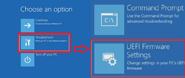 solucionar configurações do firmware UEFI