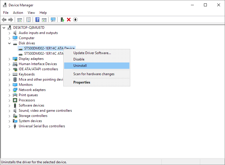 desinstalar driver