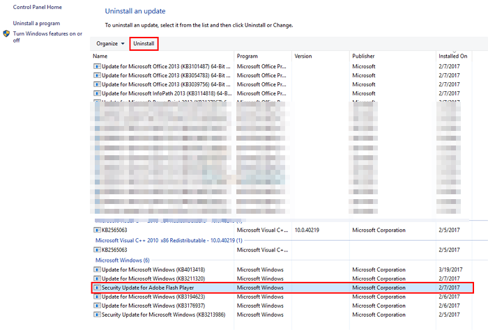 desinstale o flash para diminuir o uso do disco