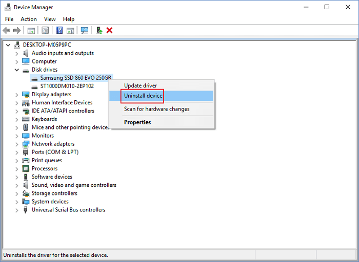 desinstalar dispositivo samsung
