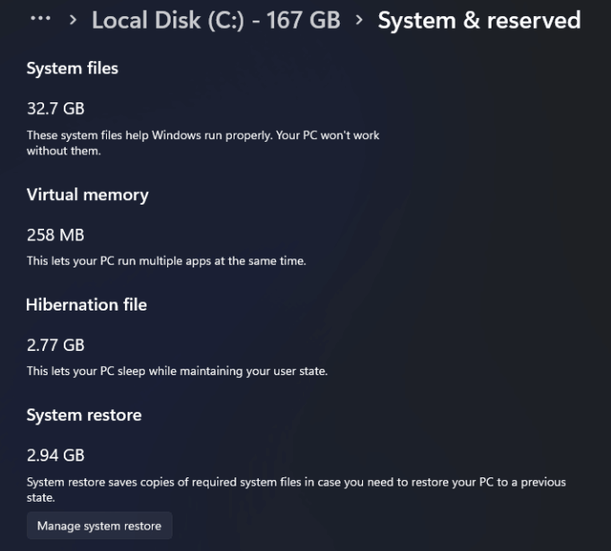 Tamanho do Windows 11 - sistema