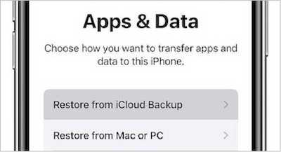 Restaurar do backup do iCloud