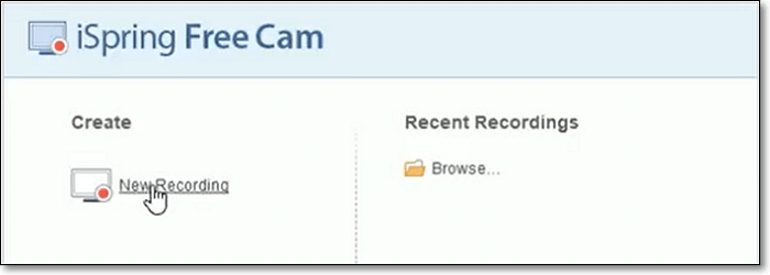Câmera gratuita cria um novo arquivo de vídeo de gravação