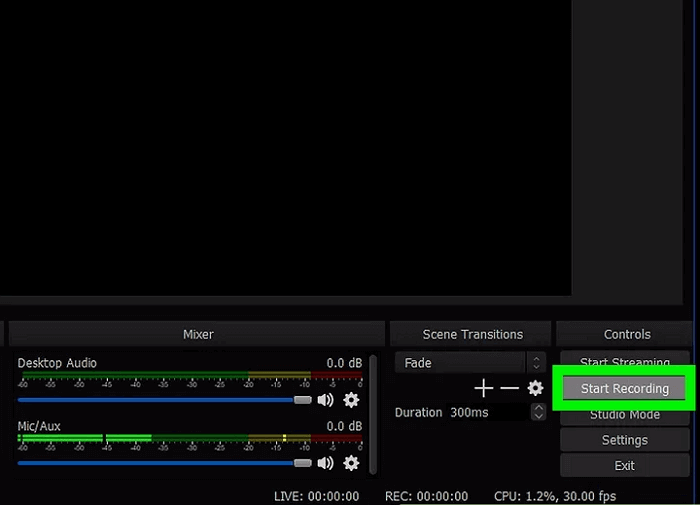 obs começar a gravar