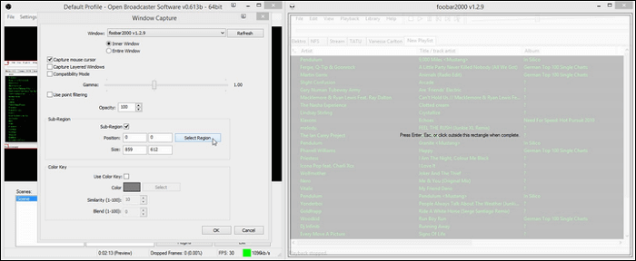 obs clique na sub-região