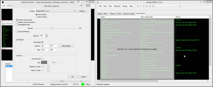 obs clique na sub-região